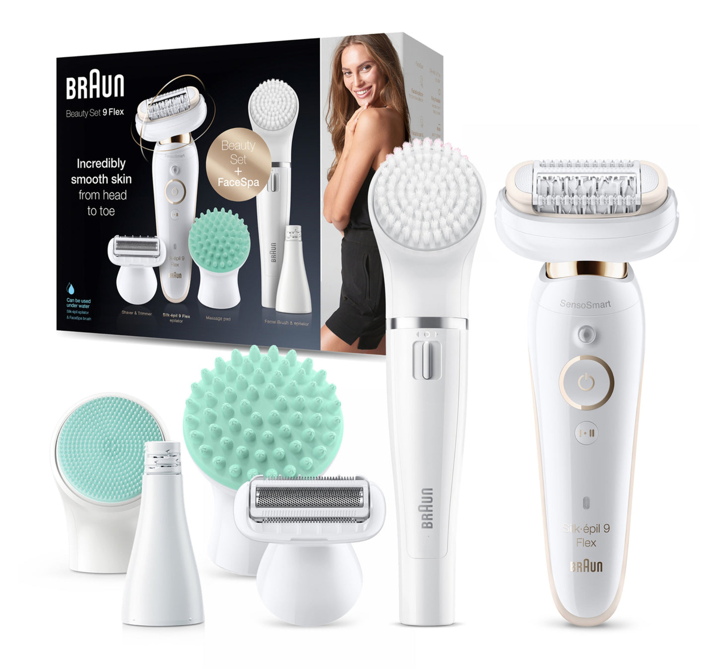 Braun Silk-Epil 9 SES9300 3D Beauty Set Wet & Dry Epilator With 8 Extras