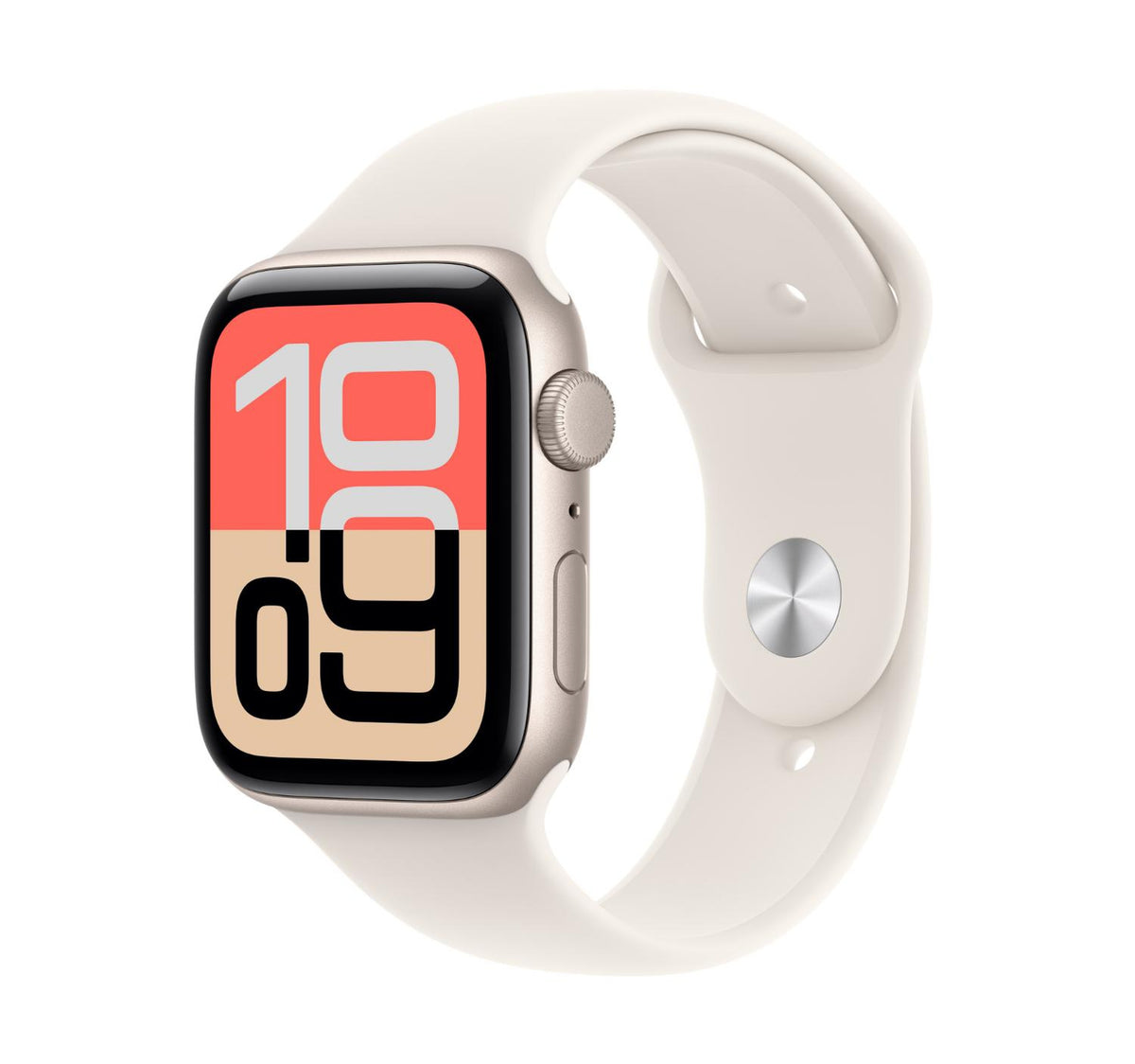 Apple Watch SE 3 GPS Smartwatch, 44 mm Starlight Aluminium Case with Starlight Sport Band (M/L), MEHJ4AF/A