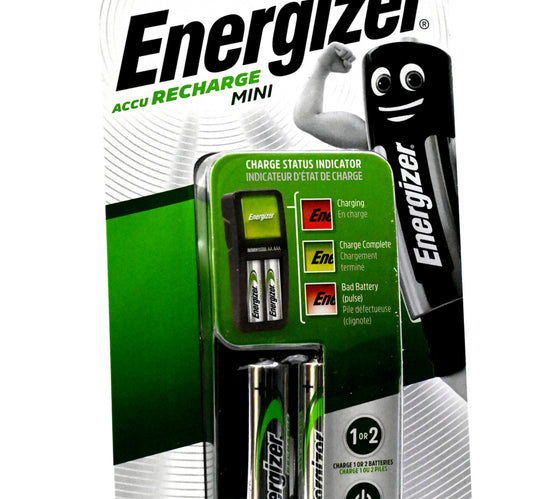 Energizer AccuRecharge Mini Charger + Rechargeable AA Battery 2pcs CH2PC2-2000