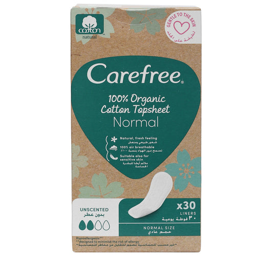 Carefree Organic Cotton Topsheet Normal Pantyliners 30pcs