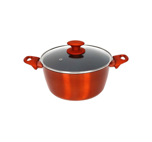 Chefline DZN22 Induction Base Ceramic Natural Coating Dutch Oven, 22 cm, Red