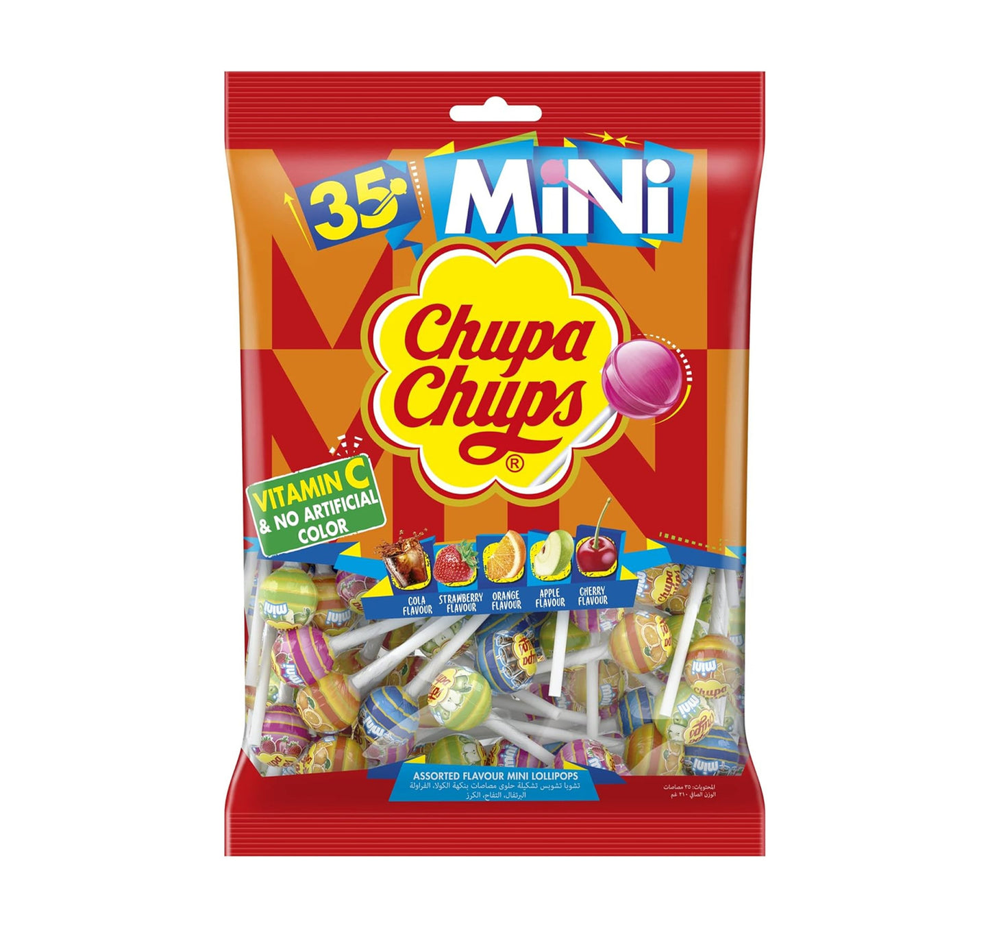 Chupa Chups Mini Lollipops Candy Assorted Flavours 35 pcs 210 g
