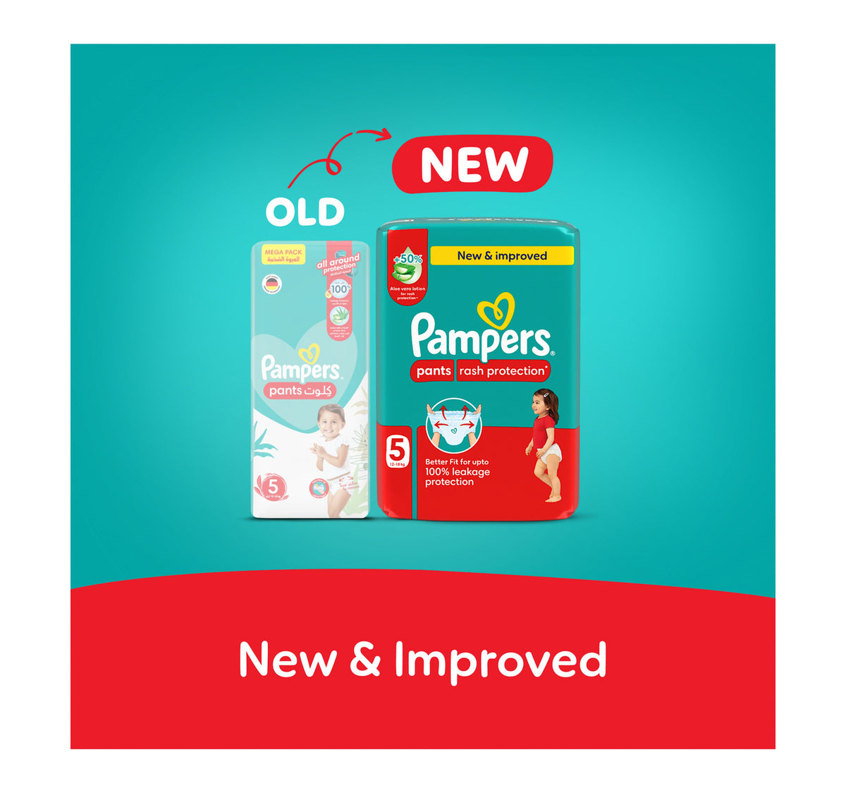 Pampers Rash Protection Pants Diapers, Size 5, 12-18kg, Mega Pack, 48 pcs