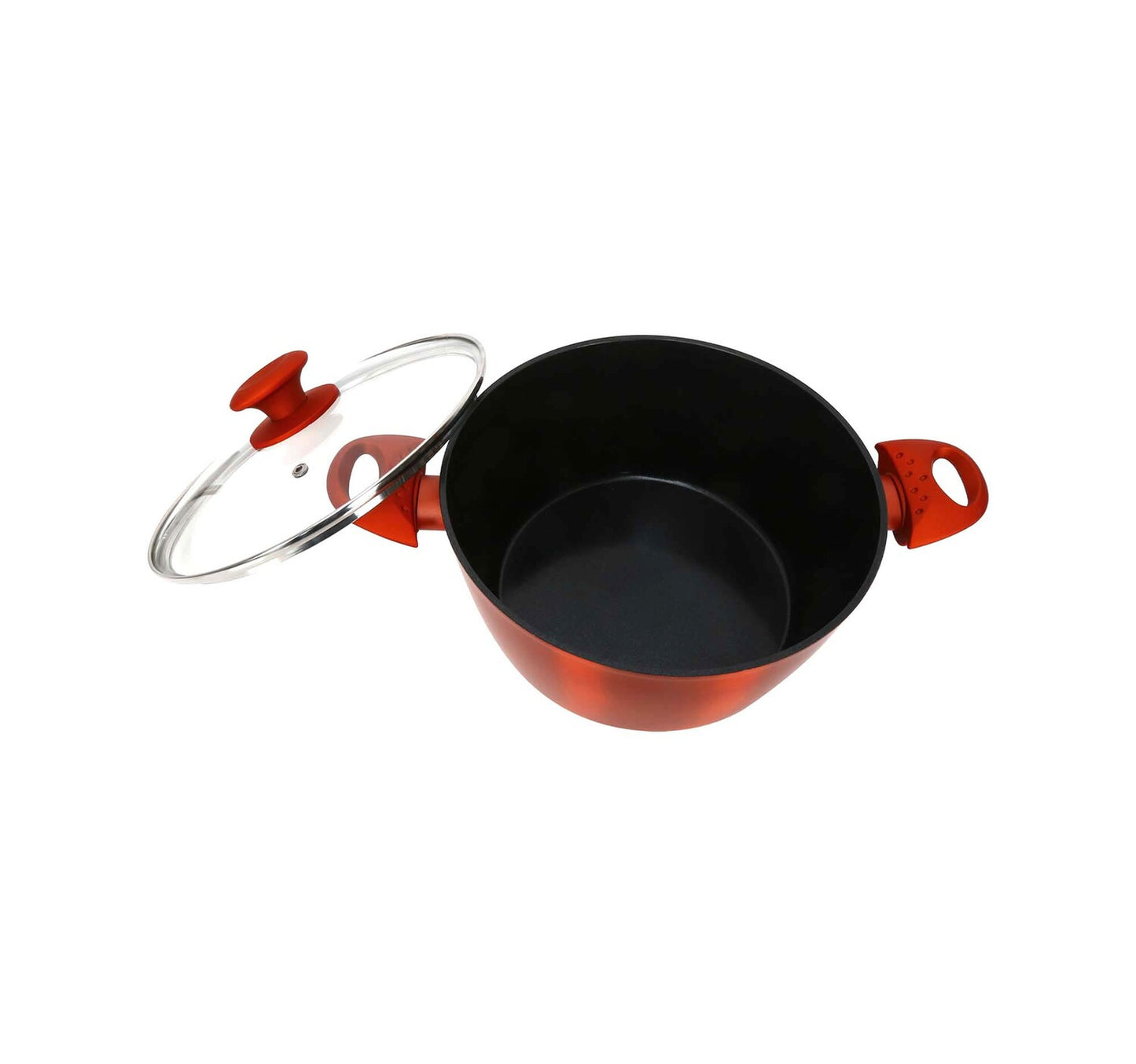 Chefline DZN20 Induction Base Ceramic Natural Coating Dutch Oven, 20 cm, Red