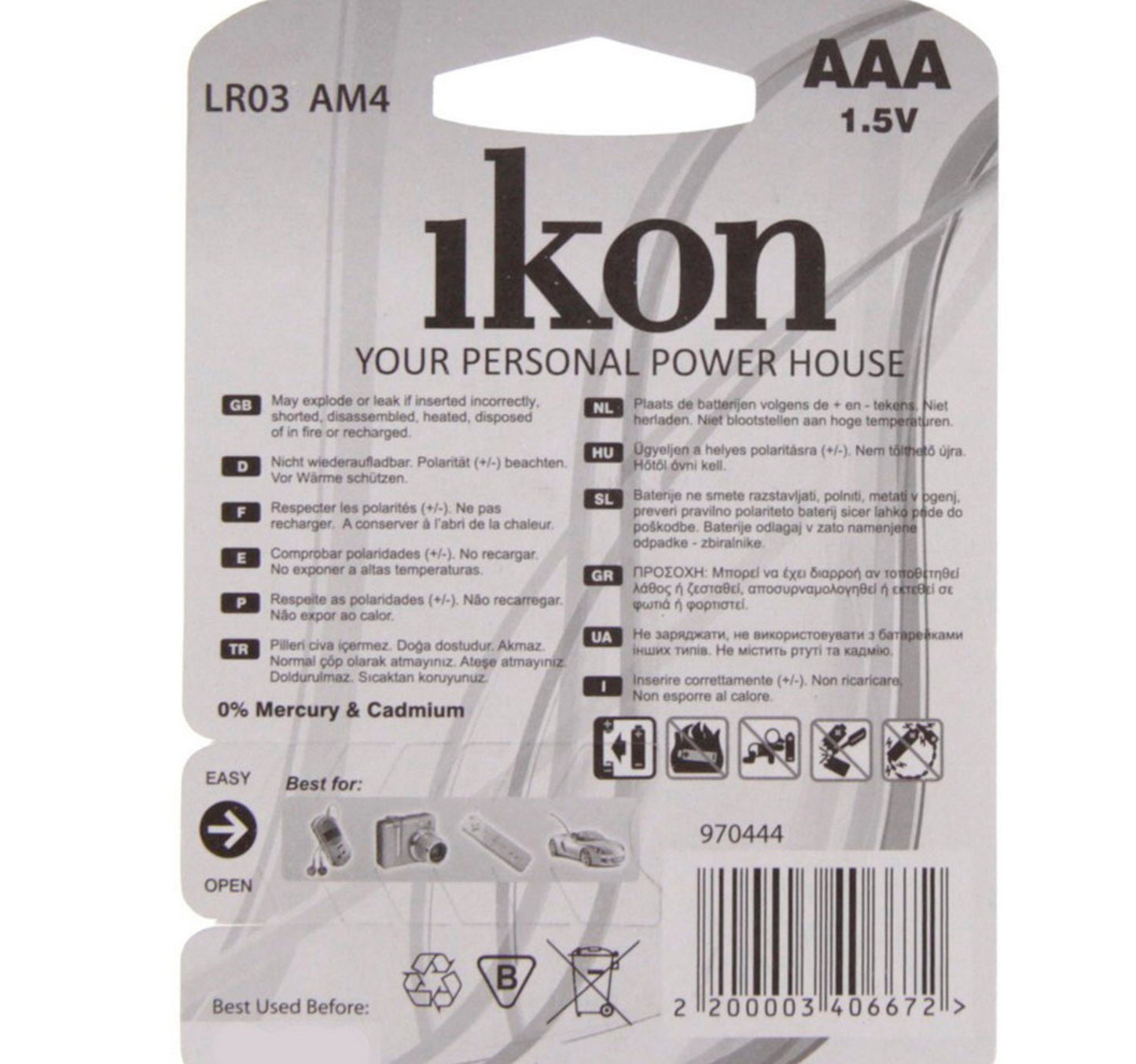 Ikon Alkaline AAA Battery IKLR03BP4, Pack of 4Pc