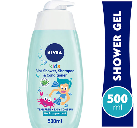 Nivea Kids 2in1 Shower Gel & Shampoo With Bio Aloe Vera & Apple Scent Tear-Free Formula 500 ml