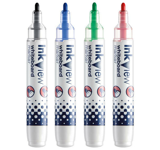 أقلام تحديد السبورة البيضاء Uni-Ball Inkview، 4 قطع، متعددة الألوان، PWB-202