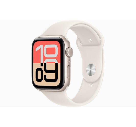 Apple Watch SE 3 GPS + Cellular Smartwatch, 44 mm Starlight Aluminium Case with Starlight Sport Band(M/L), MEPF4AF/A