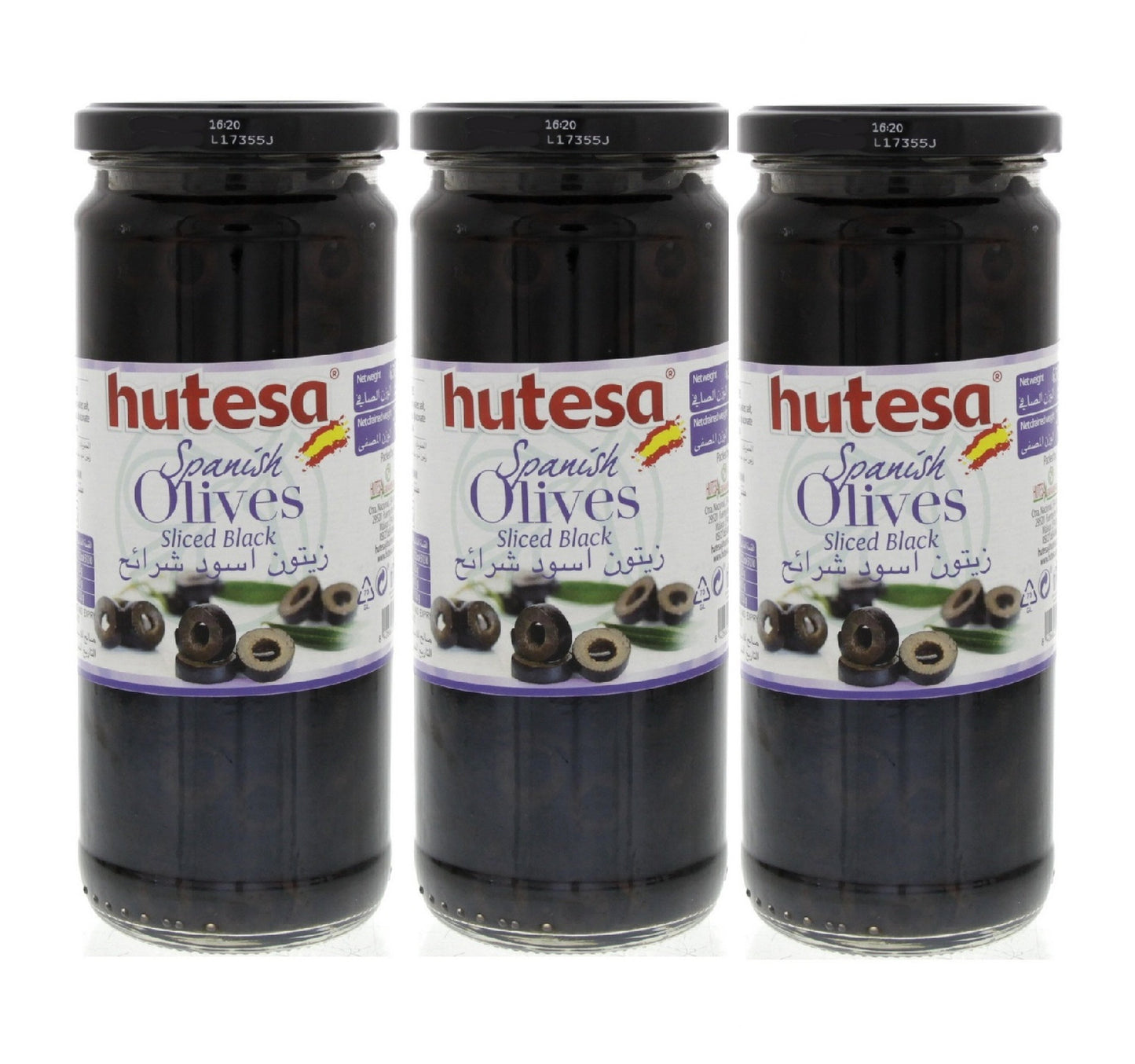 Hutesa Spanish Olives Sliced Black 3 x 230 g