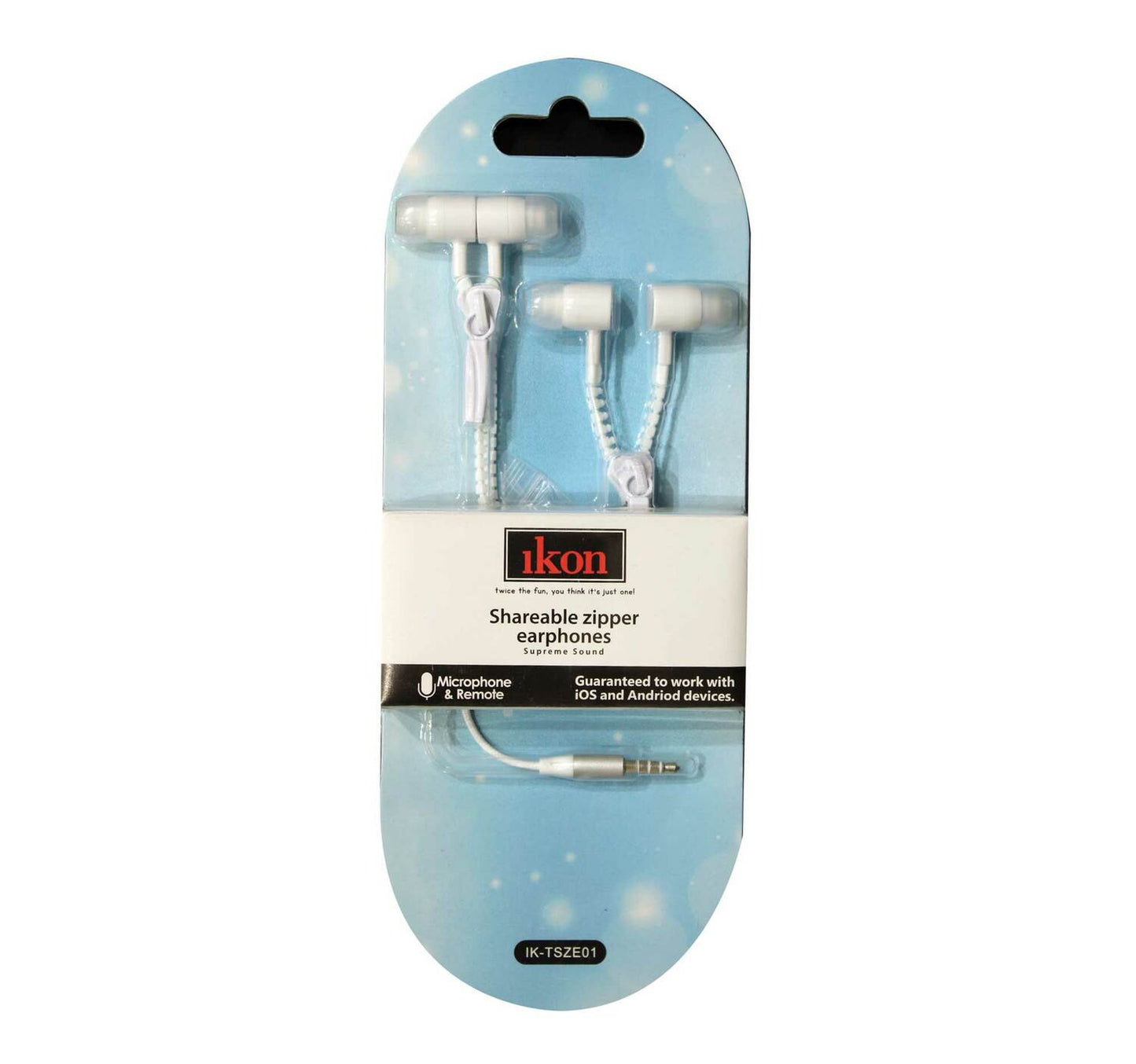 Ikon shareable Zipper Earphone IKTSZE01