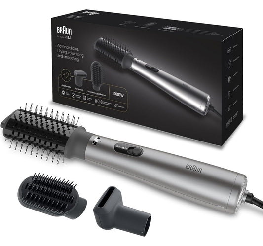 Braun Ionic Air Brush with 2 Attachments, 1000 W, Ionic Grey, S430SDE