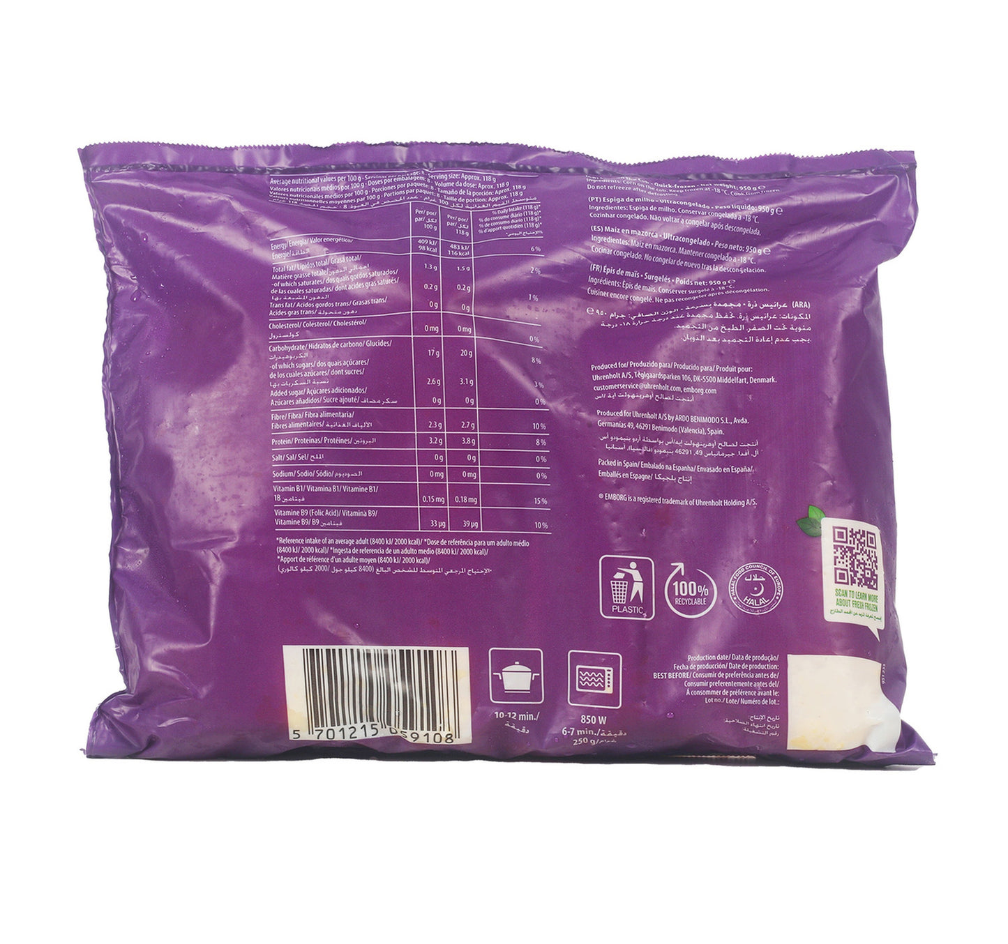 Emborg Corn On The Cob Value Pack 2 x 950 g