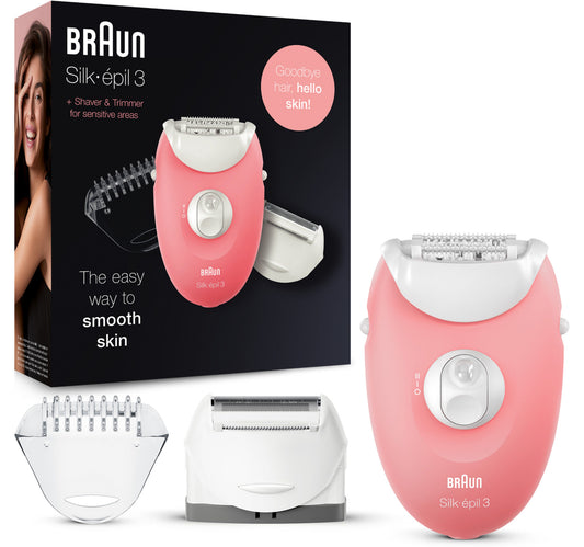 Braun Silk-Epil 3 Starter 3-in-1 Hair Removal Set For Legs and Body With Epilator SE 3-440