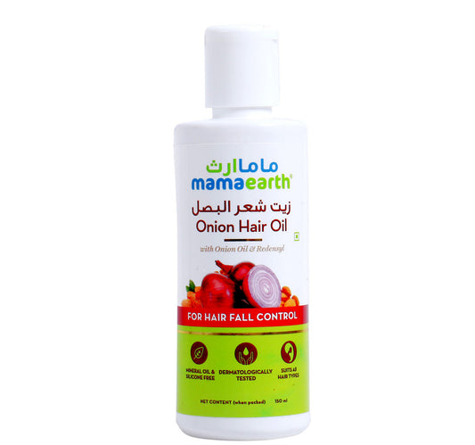 Mamaearth Onion Hair Oil for Hair Regrowth and Hair Fall Control with Redensyl 150 ml