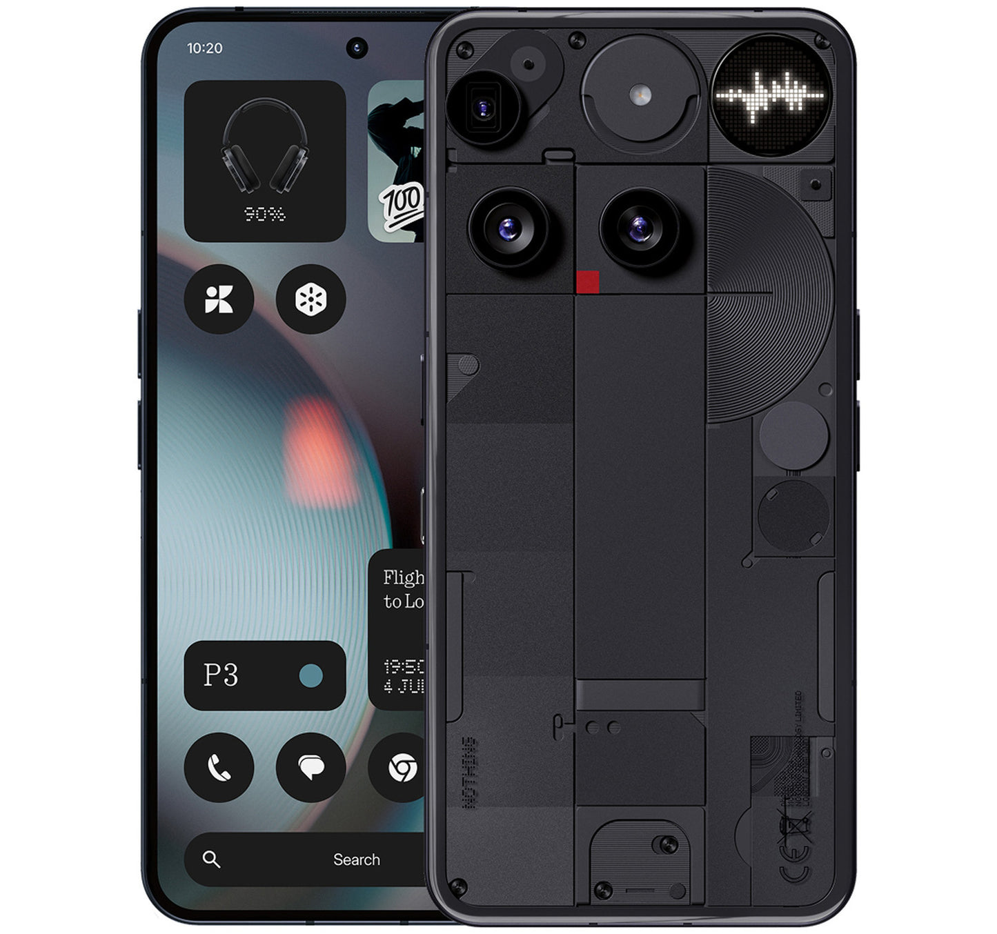 Nothing Phone (3) 5G Smartphone, 12 GB RAM, 256 GB Storage, Black + Nothing True Wireless Earbuds, Assorted, B162-NOTHING-EAR-A