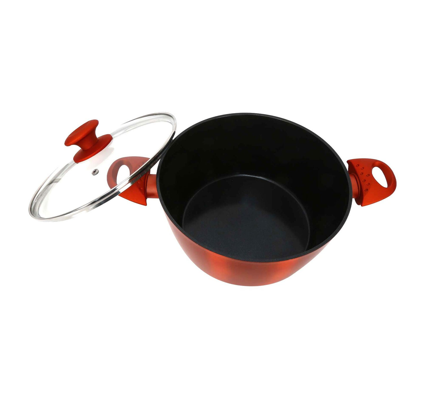 Chefline DZN24 Induction Base Ceramic Natural Coating Dutch Oven, 24 cm, Red
