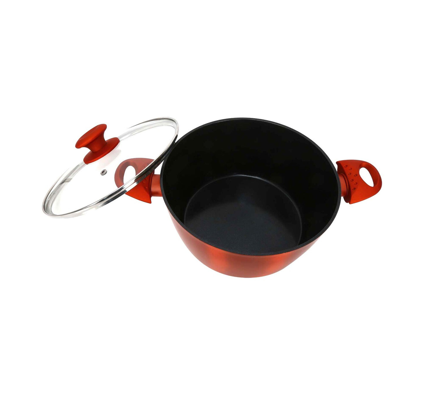 Chefline DZN22 Induction Base Ceramic Natural Coating Dutch Oven, 22 cm, Red