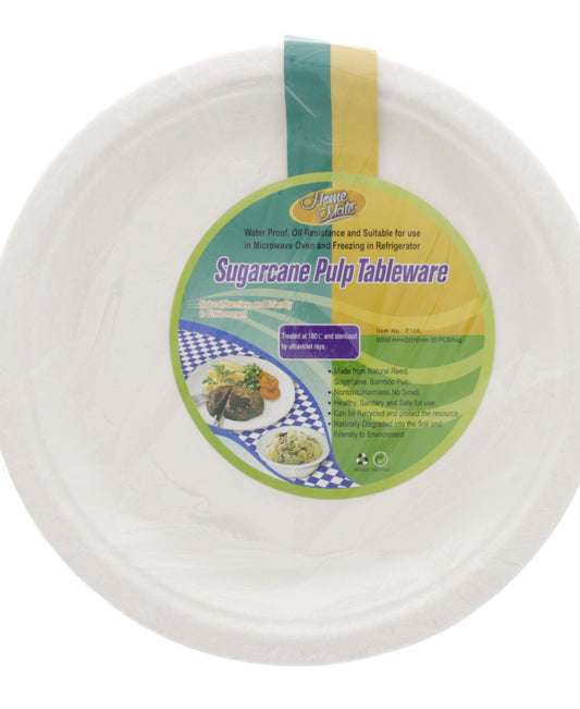 Home Mate Sugarcane Pulp Plate 10inch 20pcs