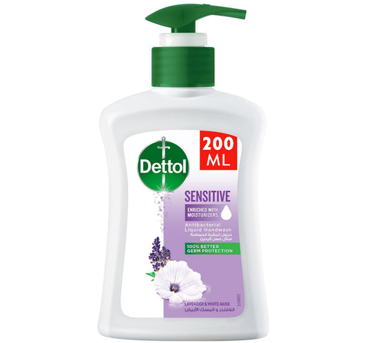 Dettol Sensitive Liquid Handwash Pump Lavender & White Musk Scent 200 ml