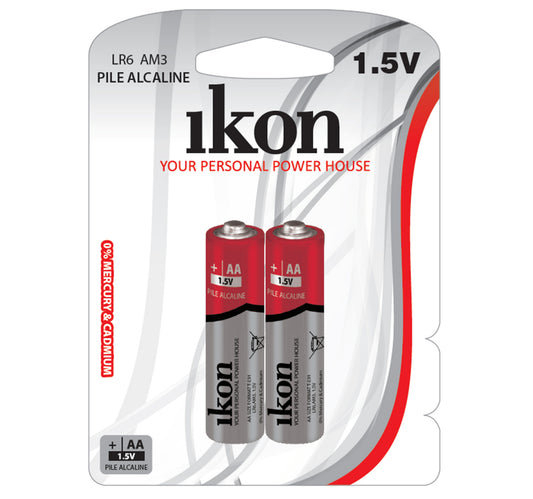 Ikon Alkaline AA Battery IKLR6BP2, Pack of 2Pc