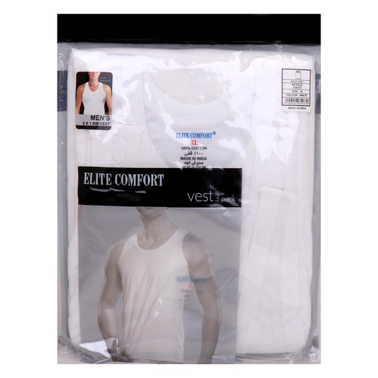 صدرية رجالية من القطن المريح من Elite Comfort، مقاس XL، 3 قطع، أبيض، ELXRVW