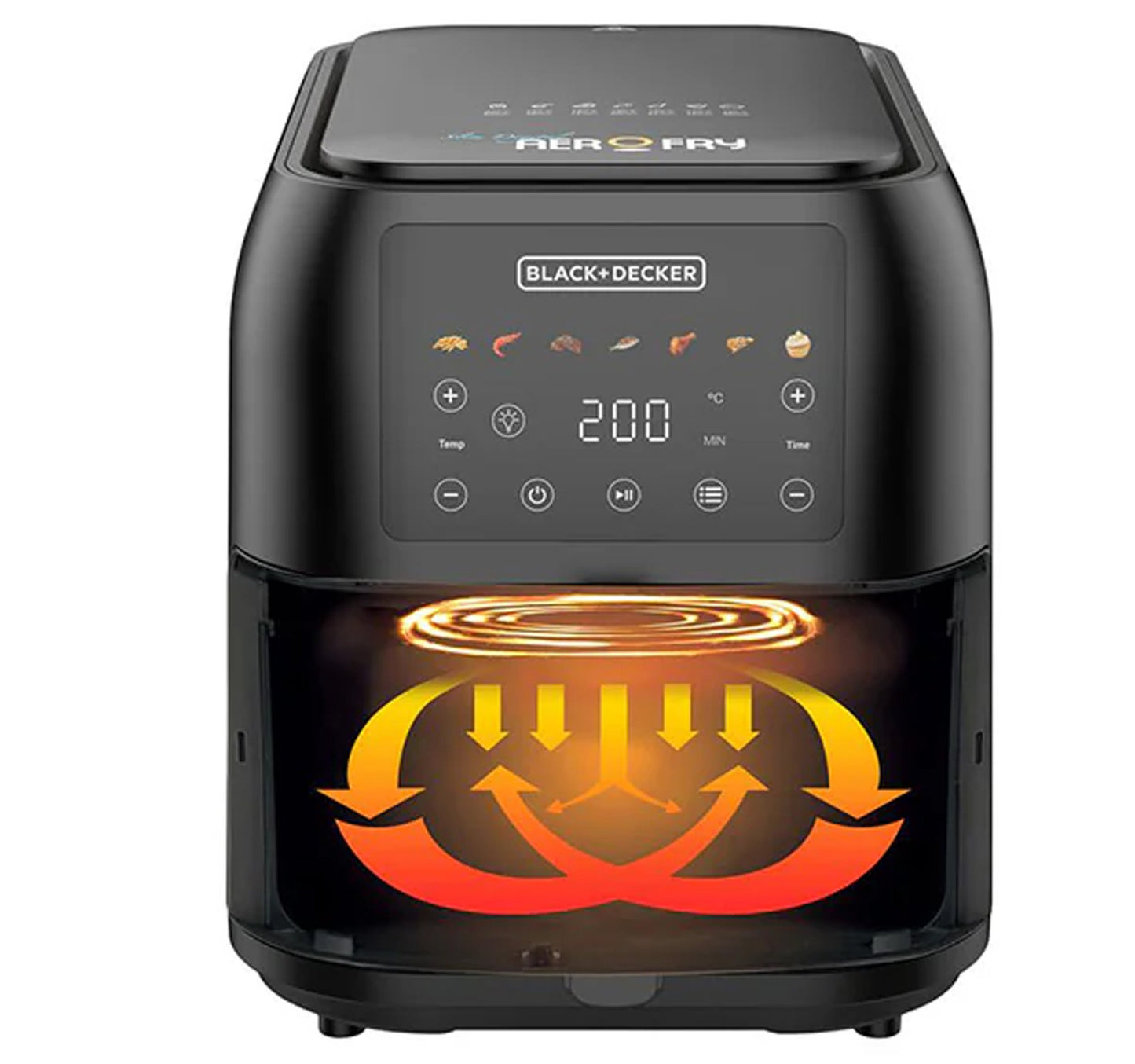 Black+Decker Slim Digital Air Fryer With Window, 8L, 1700W, SAF80W