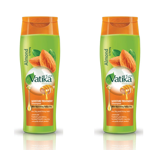 Vatika Naturals Moisture Treatment Shampoo Enriched with Almond & Honey For Dry & Frizzy Hair With Nourishing Vatika Oils 2 x 400 ml