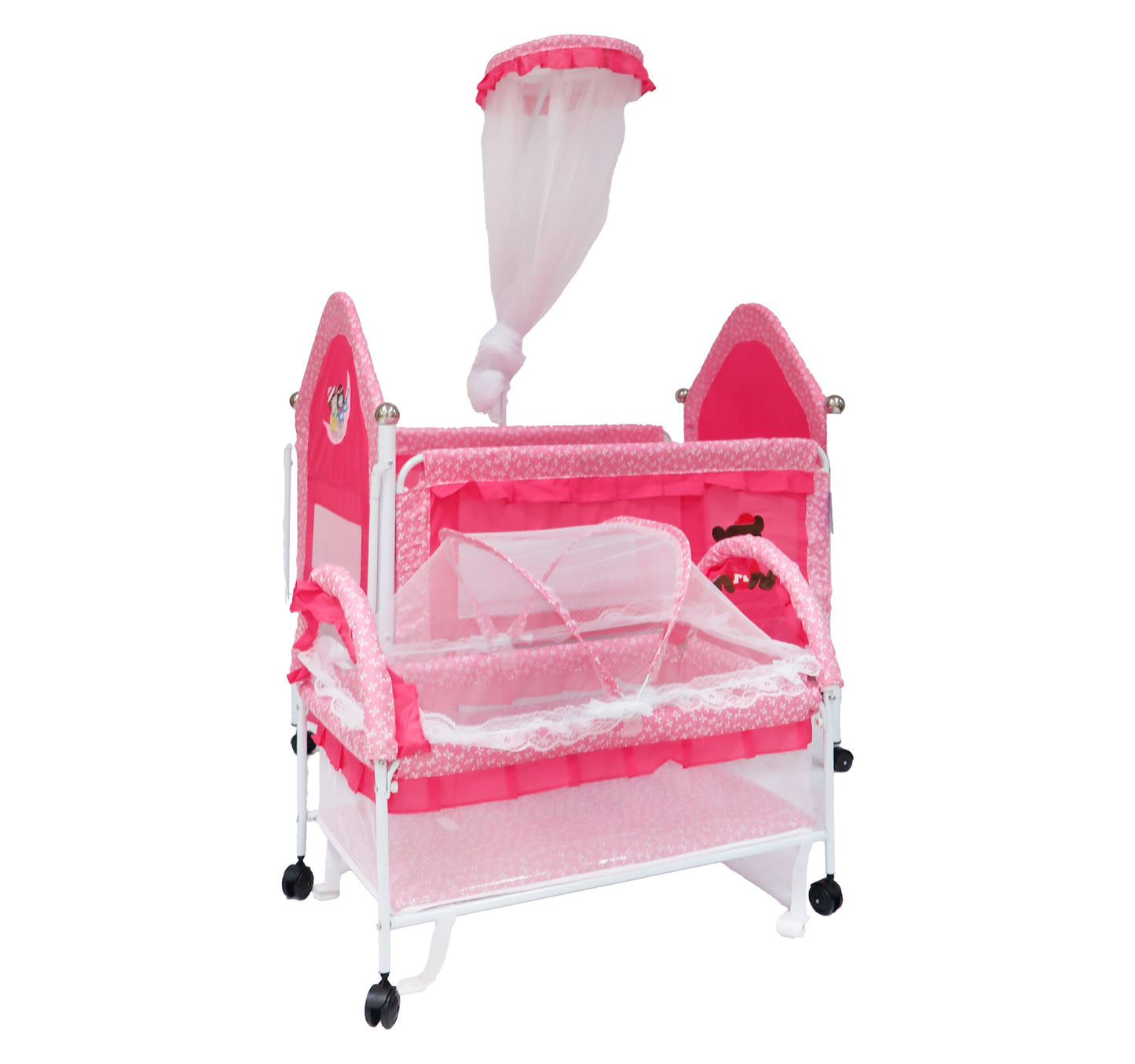 First Step Baby Steel Bed, Pink A25, 9336B