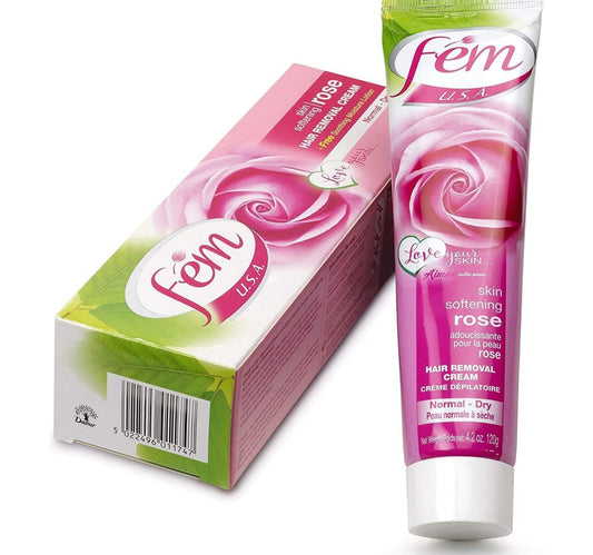 Fem USA Hair Removal Cream with Rose Soft & Moisturizing Skin 120 g