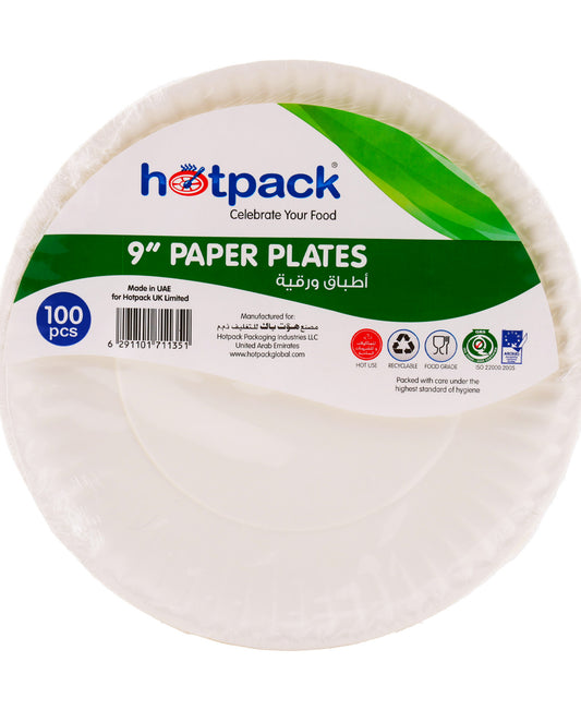 Hotpack Paper Plate 9" 100 pcs