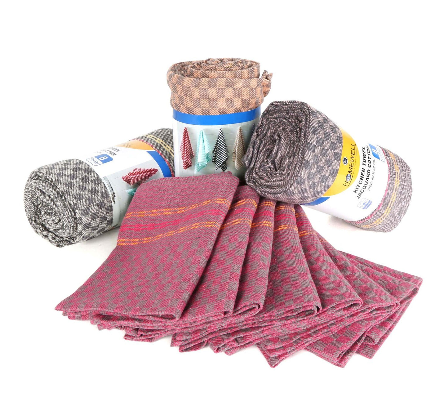 Homewell Kitchen Towel Jacquard 40x60cm 8pcs Set Assorted