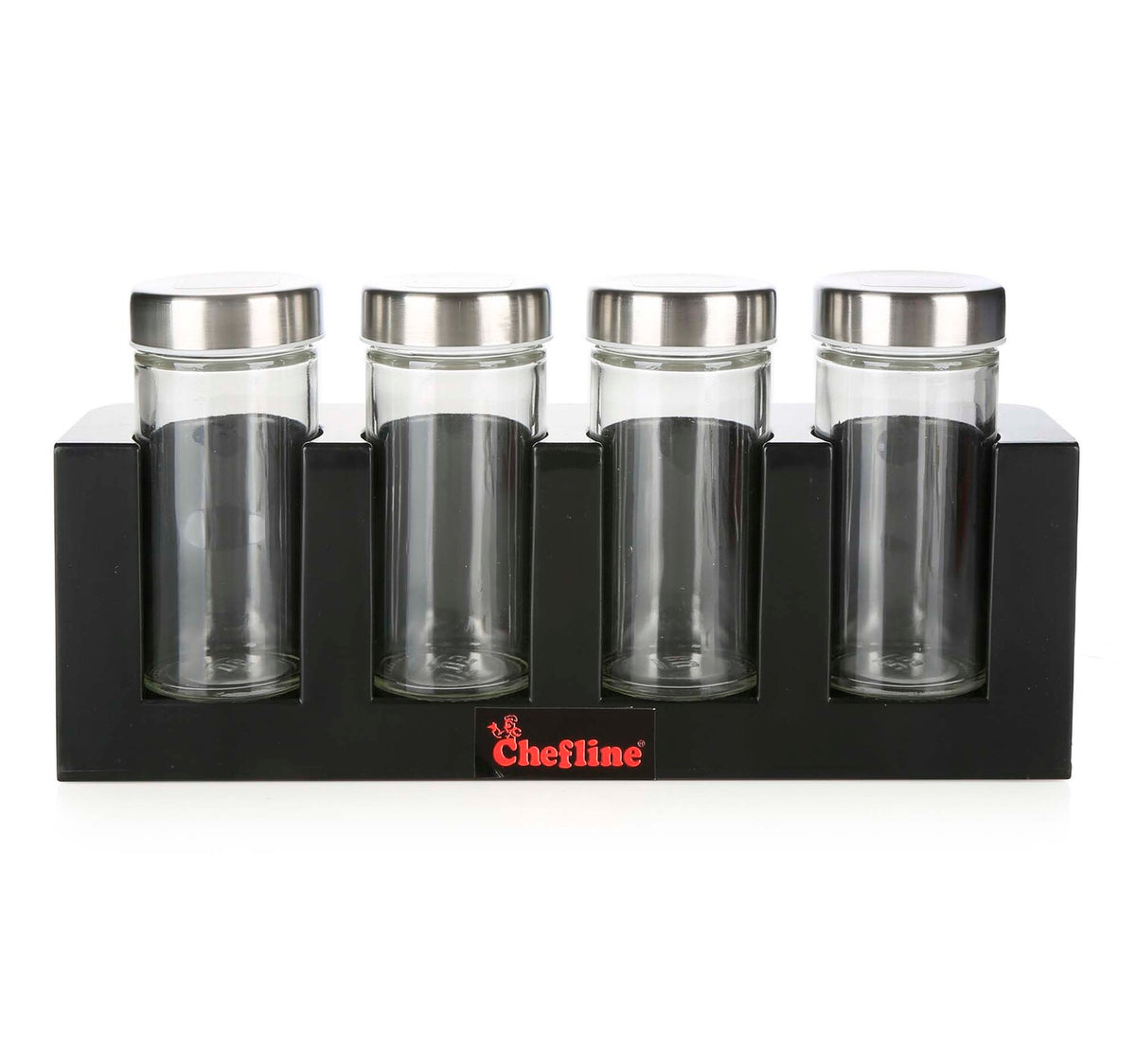 Chefline Spice Jar Set with Rack, 4 Pcs, GSR-1124B