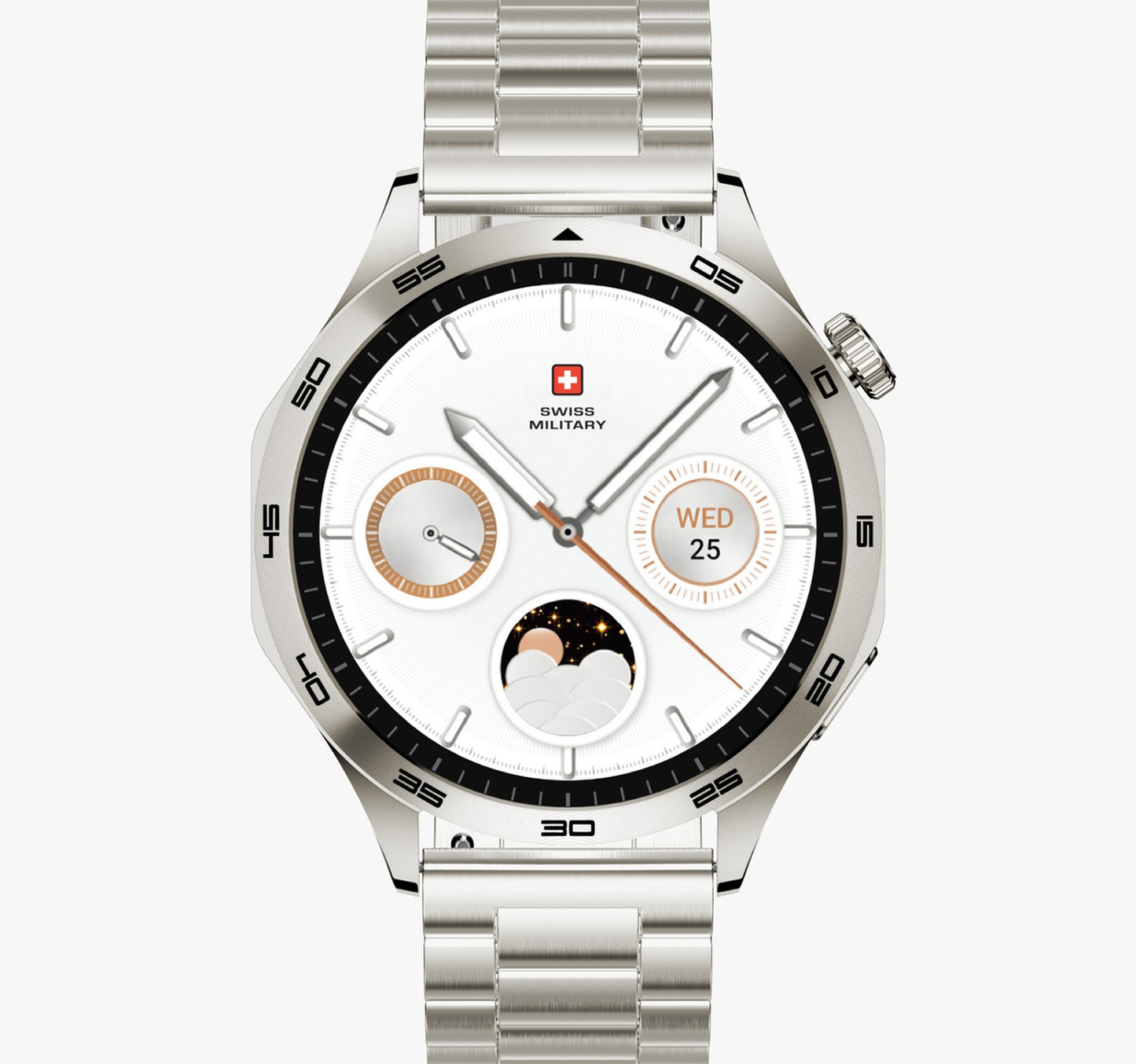 Swiss Military Swiss International Smart Watch, 1.43 AMOLED Display, Gold Frame with Gold Metal Strap