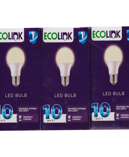 Ecolink 10W LED Bulb, 3 pcs, E27