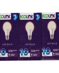 Ecolink 10W LED Bulb, 3 pcs, E27