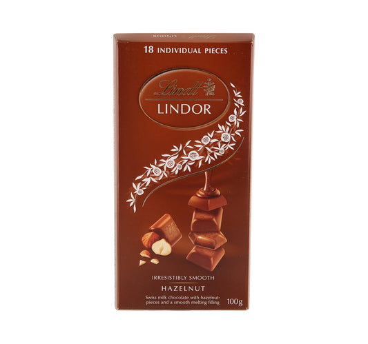 Lindt Lindor Milk Chocolate With Hazelnut 100 g Lulu Hypermarket