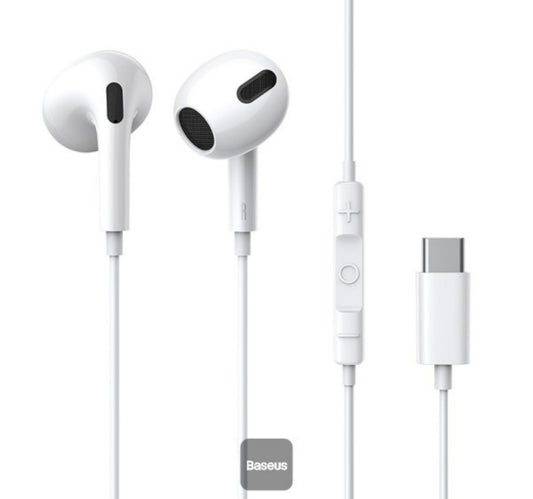 Baseus Type C In-Ear Wired Earphone, White, Encok C17 Lulu Hypermarket