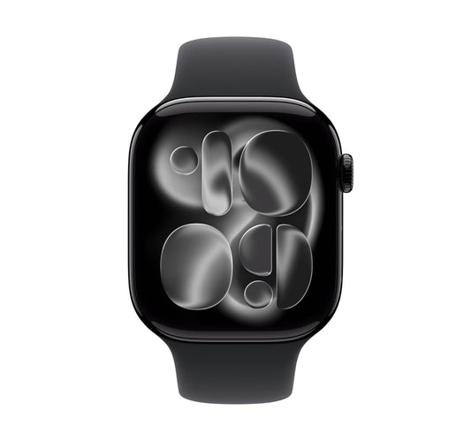 Apple Watch Series 11 GPS Smartwatch, 46 mm Jet Black Aluminium Case with Black Sport Band (M/L), MEUX4AF/A