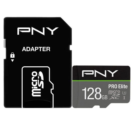 PNY PRO Elite Class 10 U3 V30 microSD Flash Memory Card, 128 GB, P-SDU128V31100PRO-GE