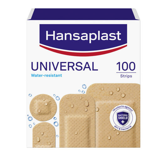 Hansaplast Universal Wound Plasters Water-resistant Strong Adhesion 100 pcs