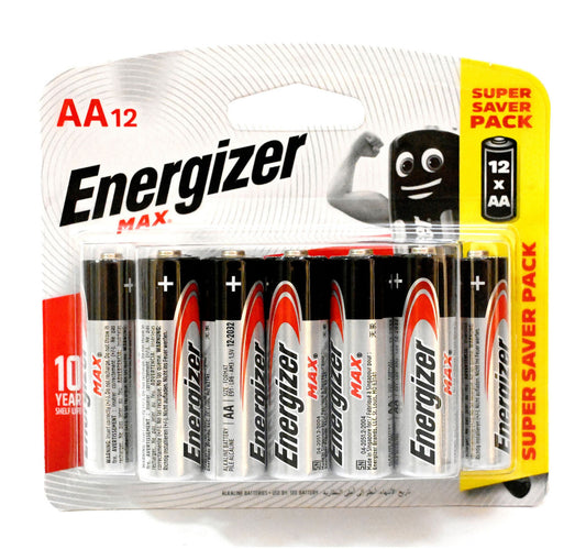 Energizer Max Alkaline AA Battery, 1.5 V, 12 Pcs, EP91BP12