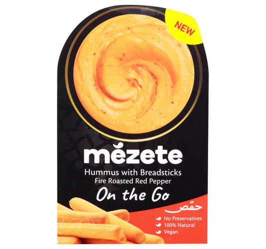 Mezete Hummus With Breadsticks Fire Roasted Red Pepper 92 g Lulu Hypermarket
