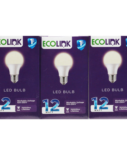 Ecolink 12W LED Bulb, 3 pcs, E27