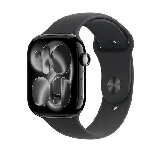Apple Watch Series 11 GPS + Cellular Smartwatch, 46 mm Jet Black Aluminium Case with Black Sport Band (S/M), MFC24AF/A