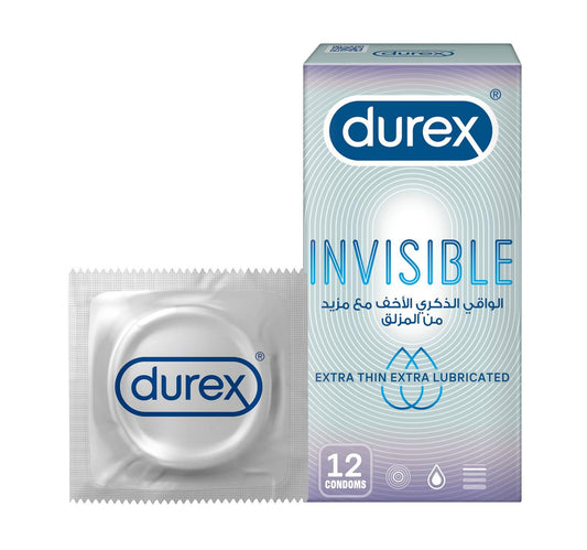 Durex Invisible Condoms Extra Thin Extra Lubricated 12 pcs