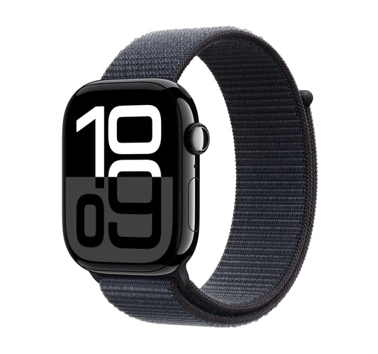 Apple Watch Series 10 GPS, 46 mm Jet Black Aluminium Case with Ink Sport Loop Lulu Hypermarket