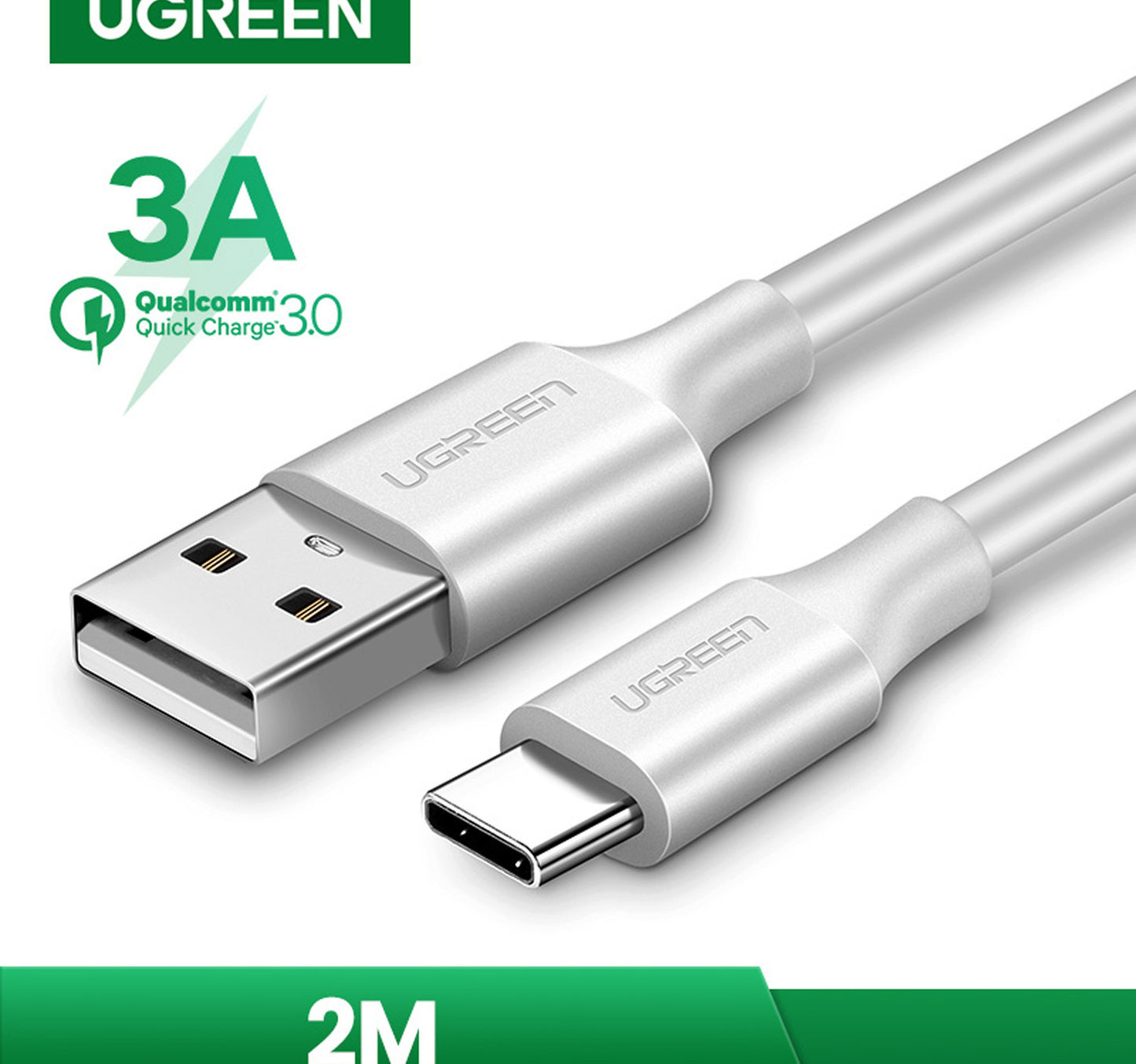 Ugreen USB-A to USB-C Cable 2 m, White, 60123