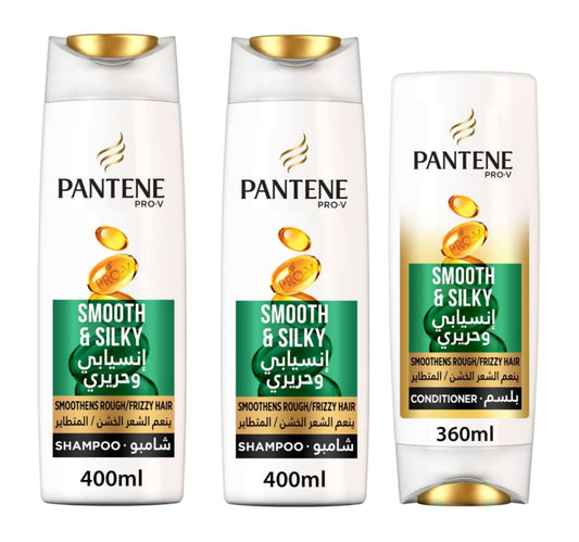 Pantene Smooth & Silky Shampoo 2 x 400 ml + Conditioner 360 ml