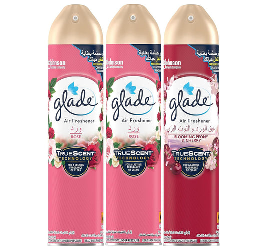 Glade Rose + Blooming Peony & Cherry Air Freshener Value Pack 3 x 300 ml
