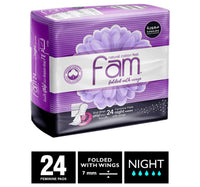 Fam Natural Cotton Feel Feminine Night Pads With Wings 24 pcs